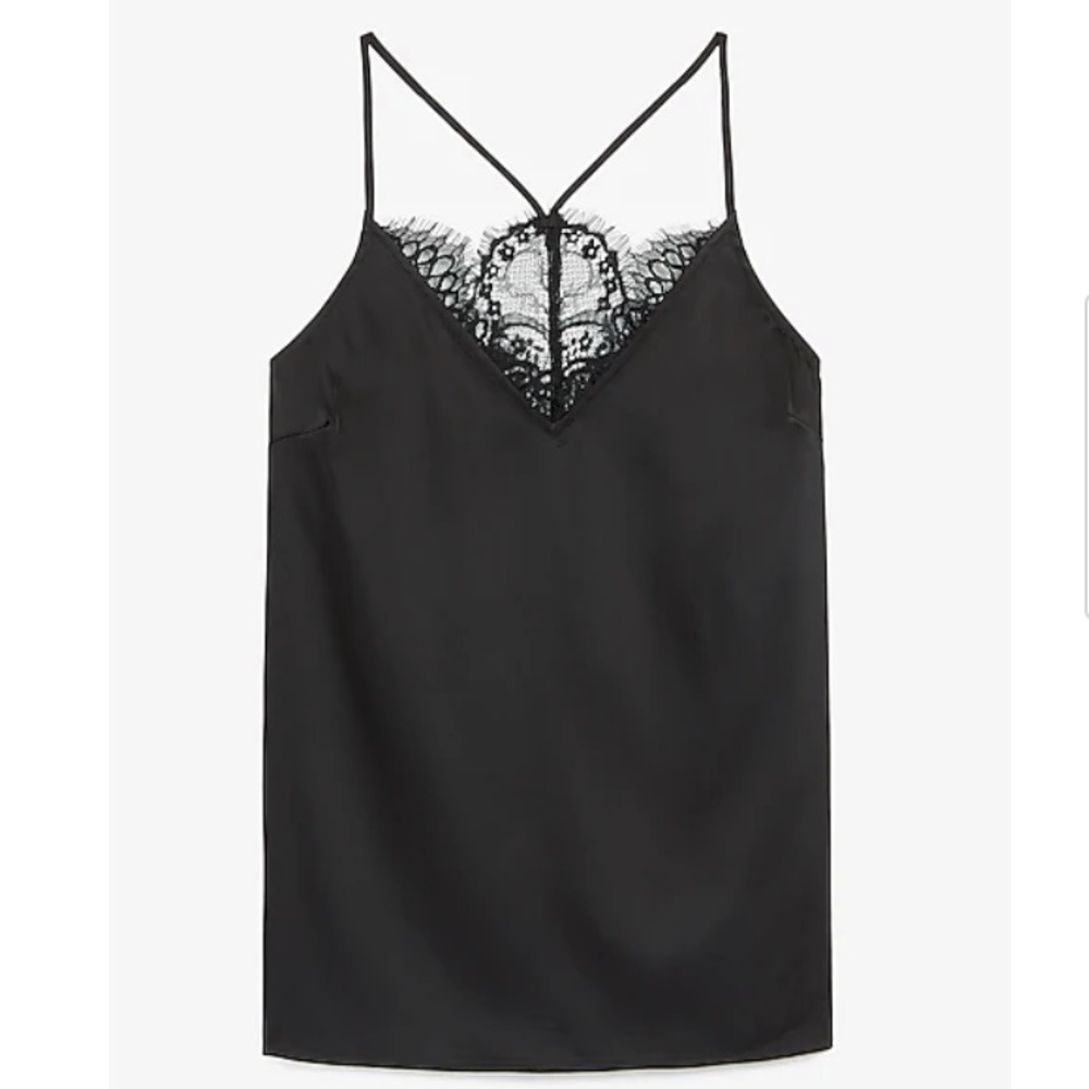 Satin Lace Back Racerback Cami
